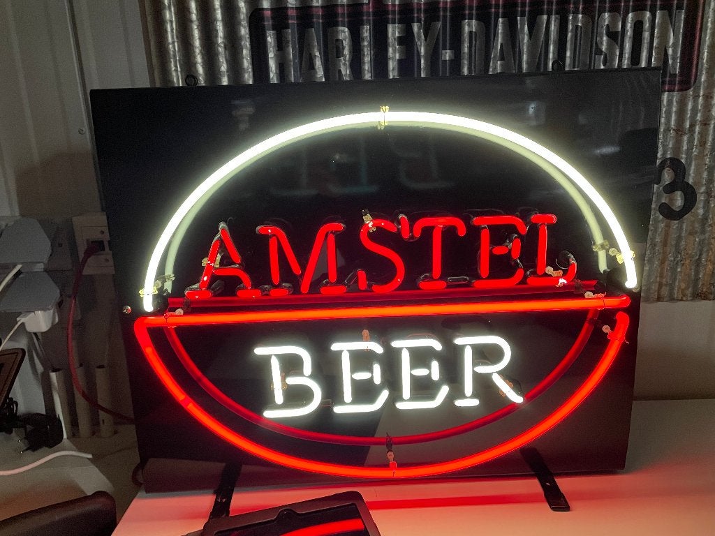 Amstel Bier Amerikaans Neon Reclamebord, Ophalen, Gebruikt, Lichtbak of (neon) lamp