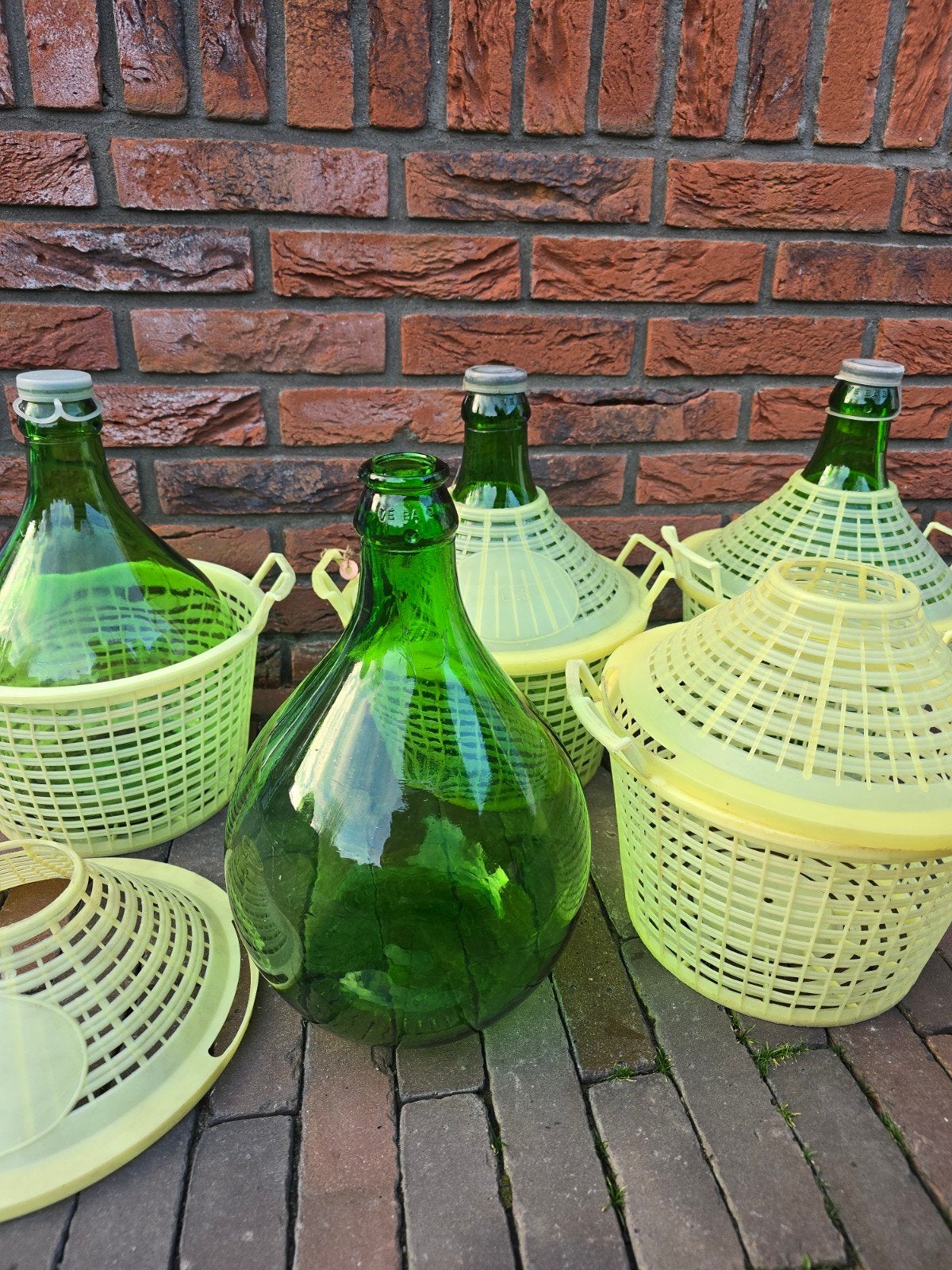 Zeldzame Oude mandfles 5 liter Keuze groen glas €15 p/stuk, Ophalen of Verzenden