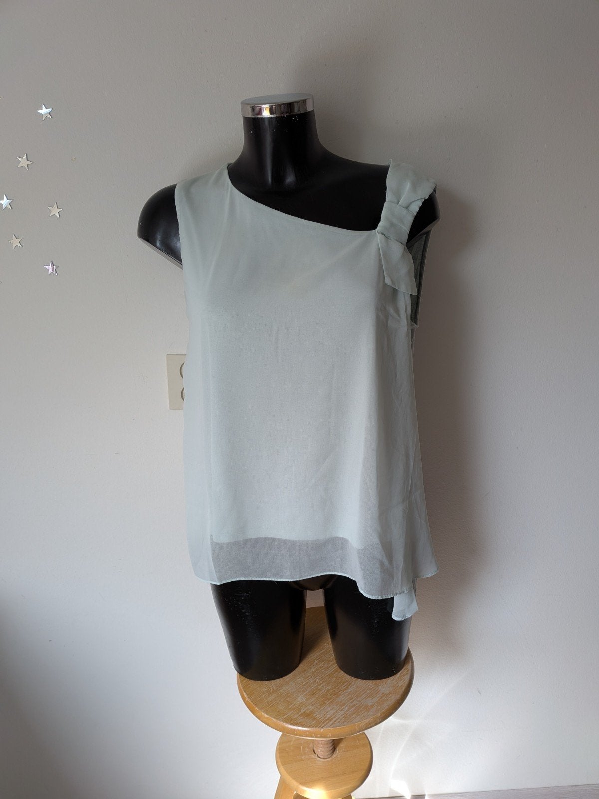 Blauw groene top Maat L, Kleding | Dames, Tops, Blauw, Maat 42/44 (L), Ophalen of Verzenden, Zonder mouw