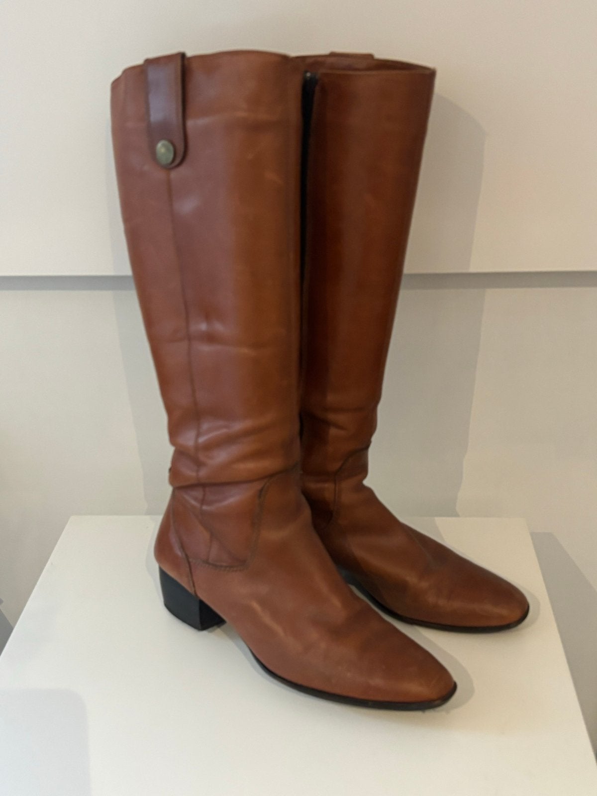 lavorazione artigiana laarzen hoog bruin leer vintage, Kleding | Dames, Schoenen, Ophalen of Verzenden, Gedragen, Bruin, Hoge laarzen
