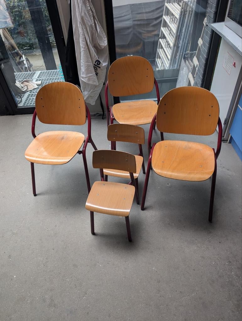 8 x kinderstoelen, schoolmeubilair, Ophalen, Gebruikt, Overige kleuren, Vintage schoolmeubilair