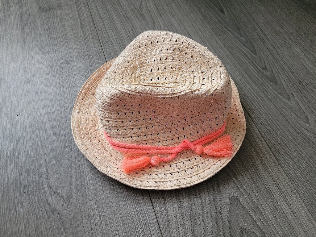 H&M beige zomerhoed maat circa 110/116 ~ SJ2706, Gebruikt, Meisje, H&M, Ophalen of Verzenden