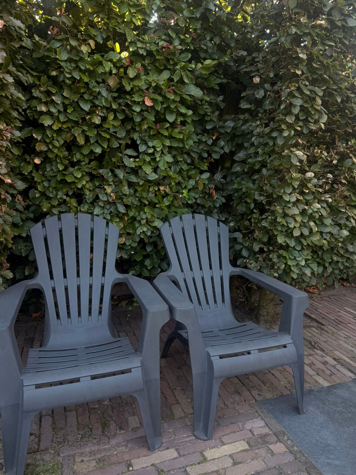 Lounge tuinstoel • antraciet, Ophalen, Zo goed als nieuw, Kunststof