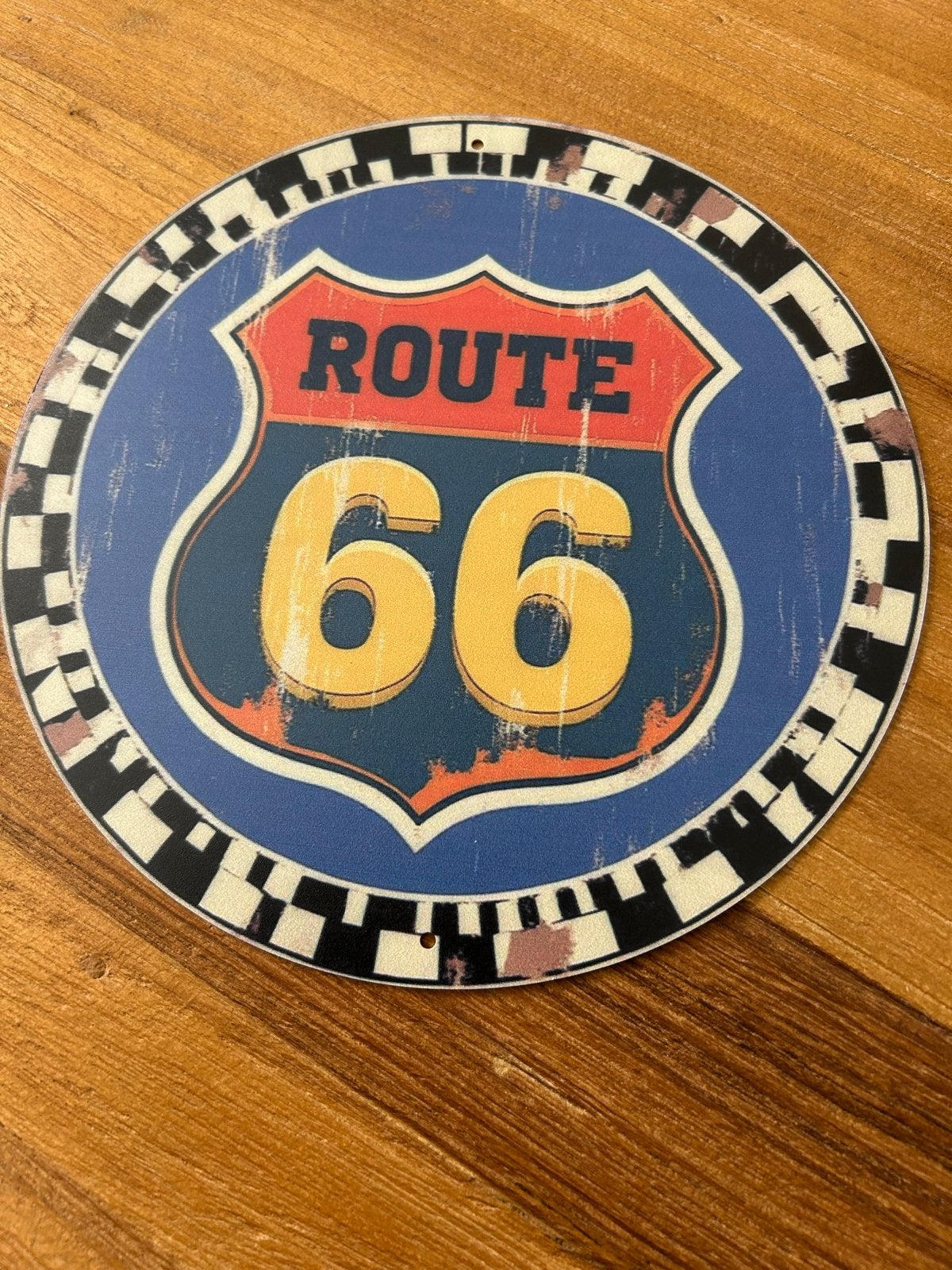 Rond metalen Route 66 bord 20x20cm voor mancave/garage, Ophalen of Verzenden, Nieuw