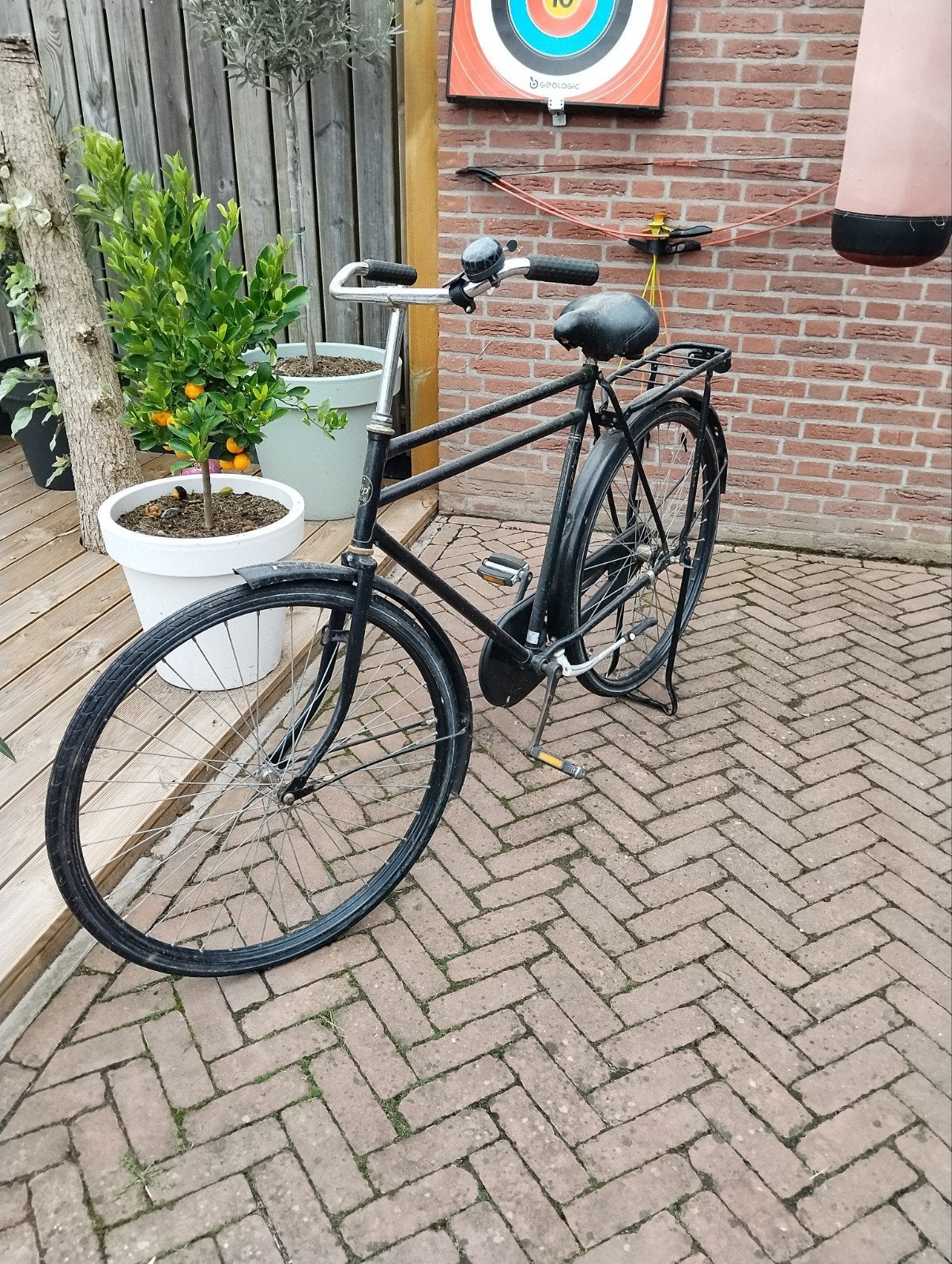 Vintage Zwarte Herenfiets - Klassiek Model, Terugtraprem, Gebruikt, Versnellingen, 53 tot 57 cm