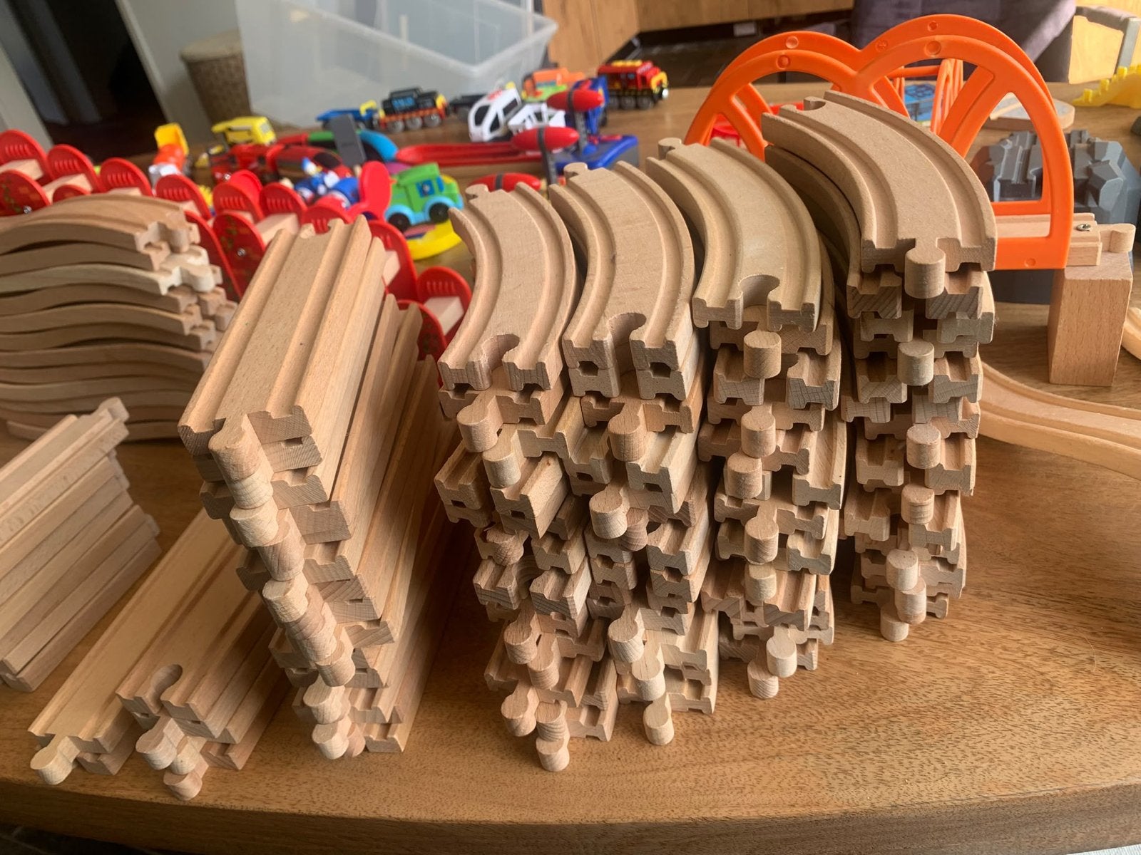 Grote set houten treinbaan en accessoires, Kinderen en Baby's, Ophalen, Gebruikt, Jongen of Meisje