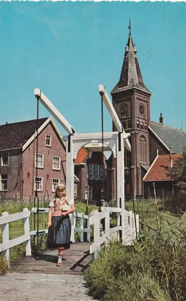 MARKEN Brug Klederdracht Kerk kl.f., Verzenden, 1960 tot 1980, Gelopen, Noord-Holland