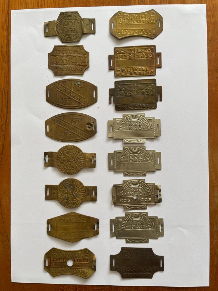 Collectie oude rijwielbelastingplaatjes (1931-1941), Ophalen, Gebruikt