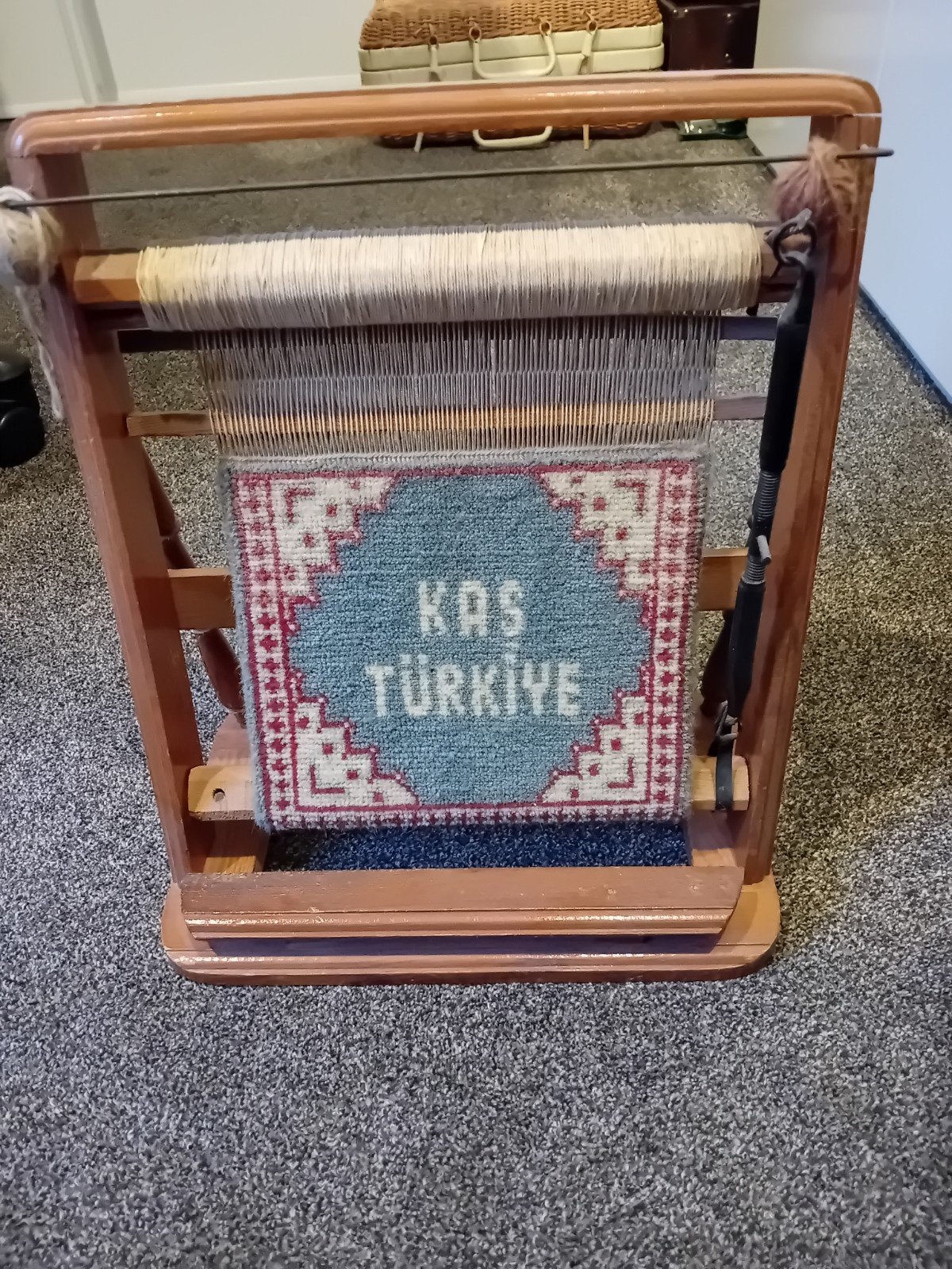 Miniatuur Weefgetouw met Tapijtje - Kaş Türkiye, Ophalen of Verzenden, Zo goed als nieuw, Overige typen