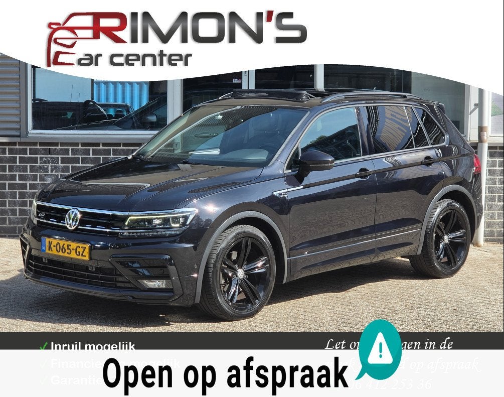 Volkswagen Tiguan 2.0 TDI Automaat 2X R-Line Leder Pano Came, Auto's, Volkswagen, Gebruikt, Euro 6, 4 cilinders, Zwart