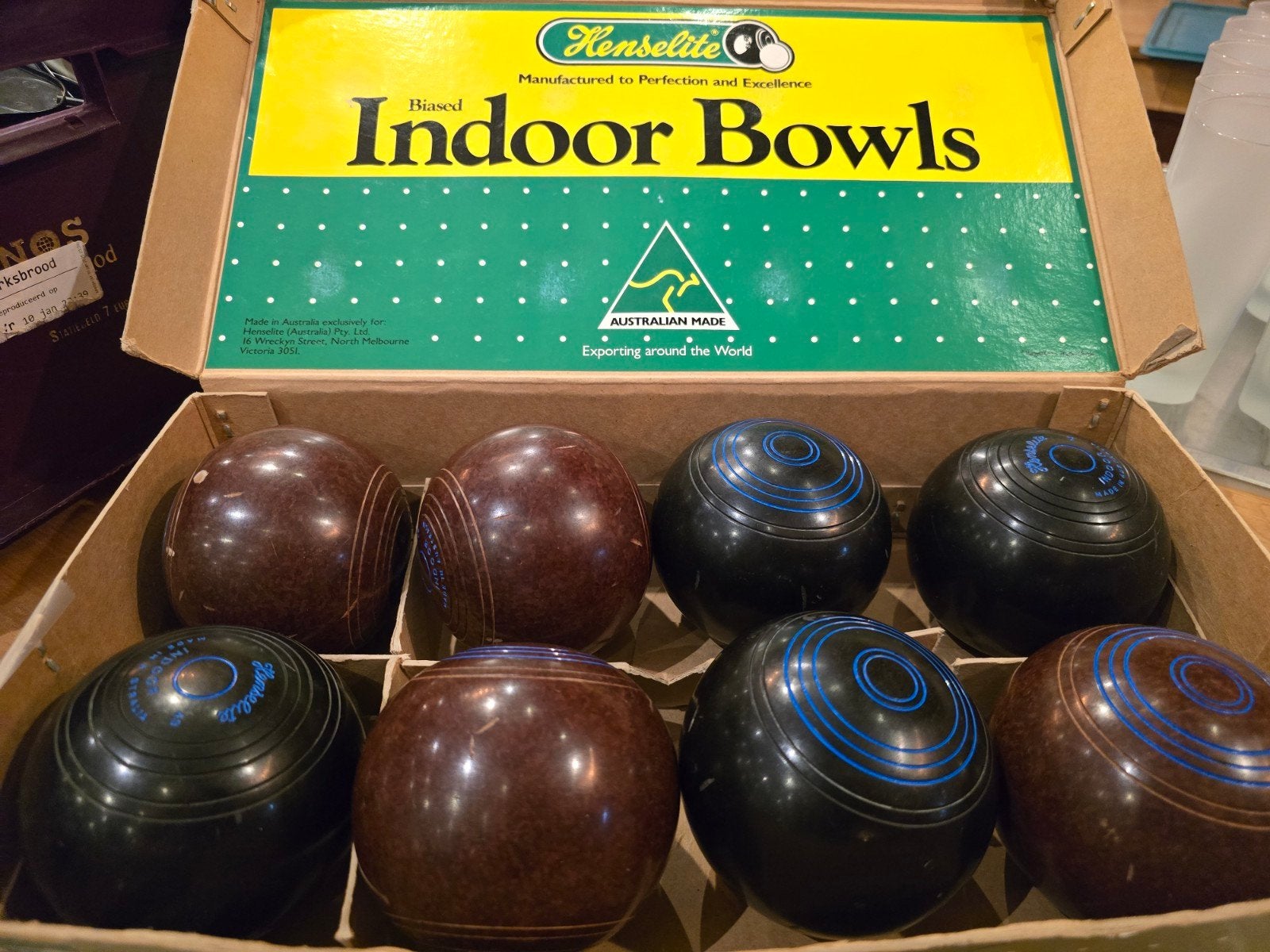 Henselite Biased Indoor Bowls Set - Australische kwaliteit, Ophalen of Verzenden, Gebruikt
