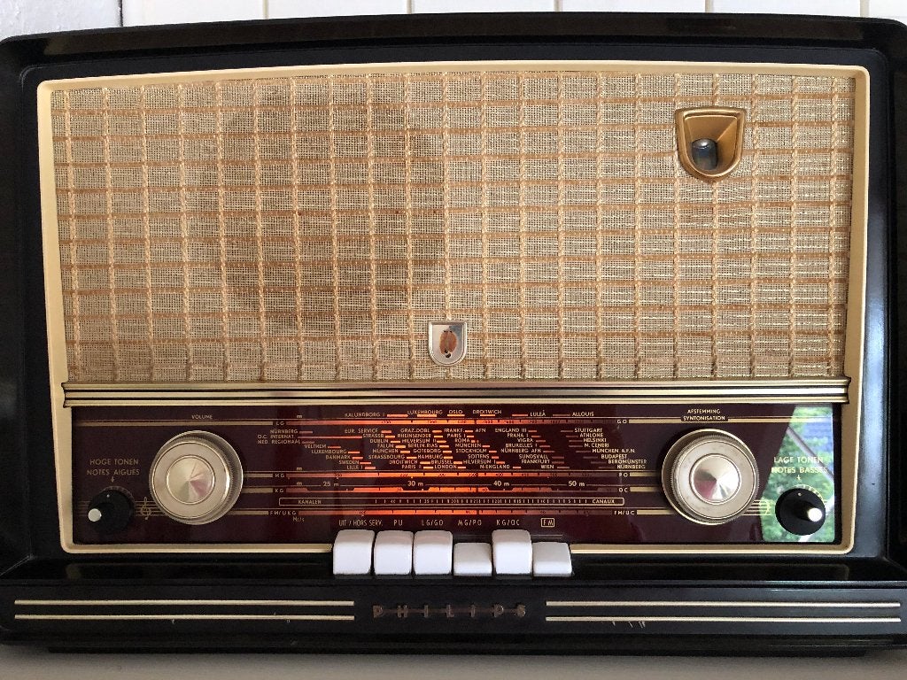 Philips vintage werkende buizenradio Bakeliet, Ophalen, Zo goed als nieuw, Radio