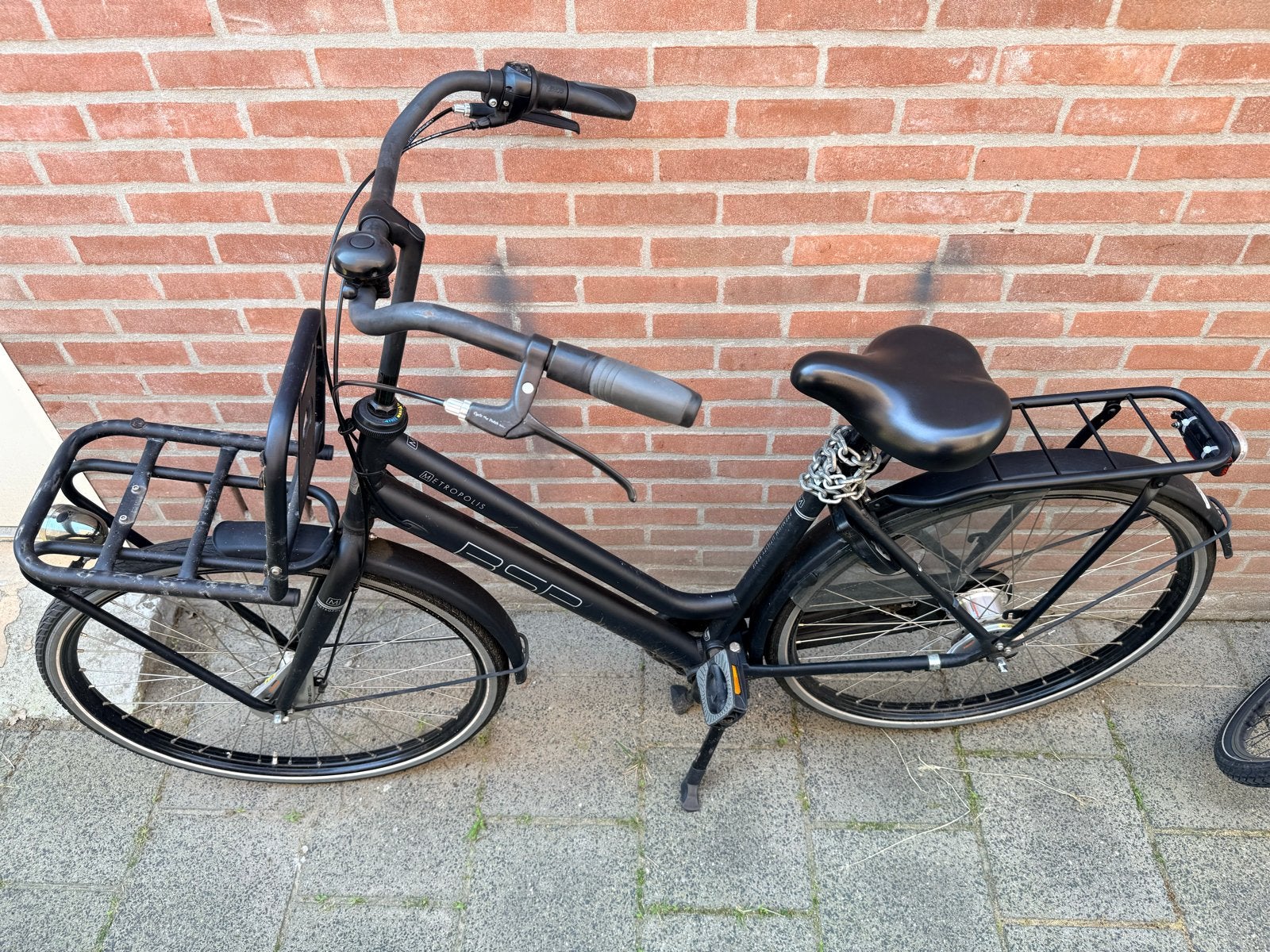 BSP Metropolis transportfiets, zwart, met voordrager, Fietsen en Brommers, Fietsen | Dames | Damesfietsen, Velgrem, Versnellingen