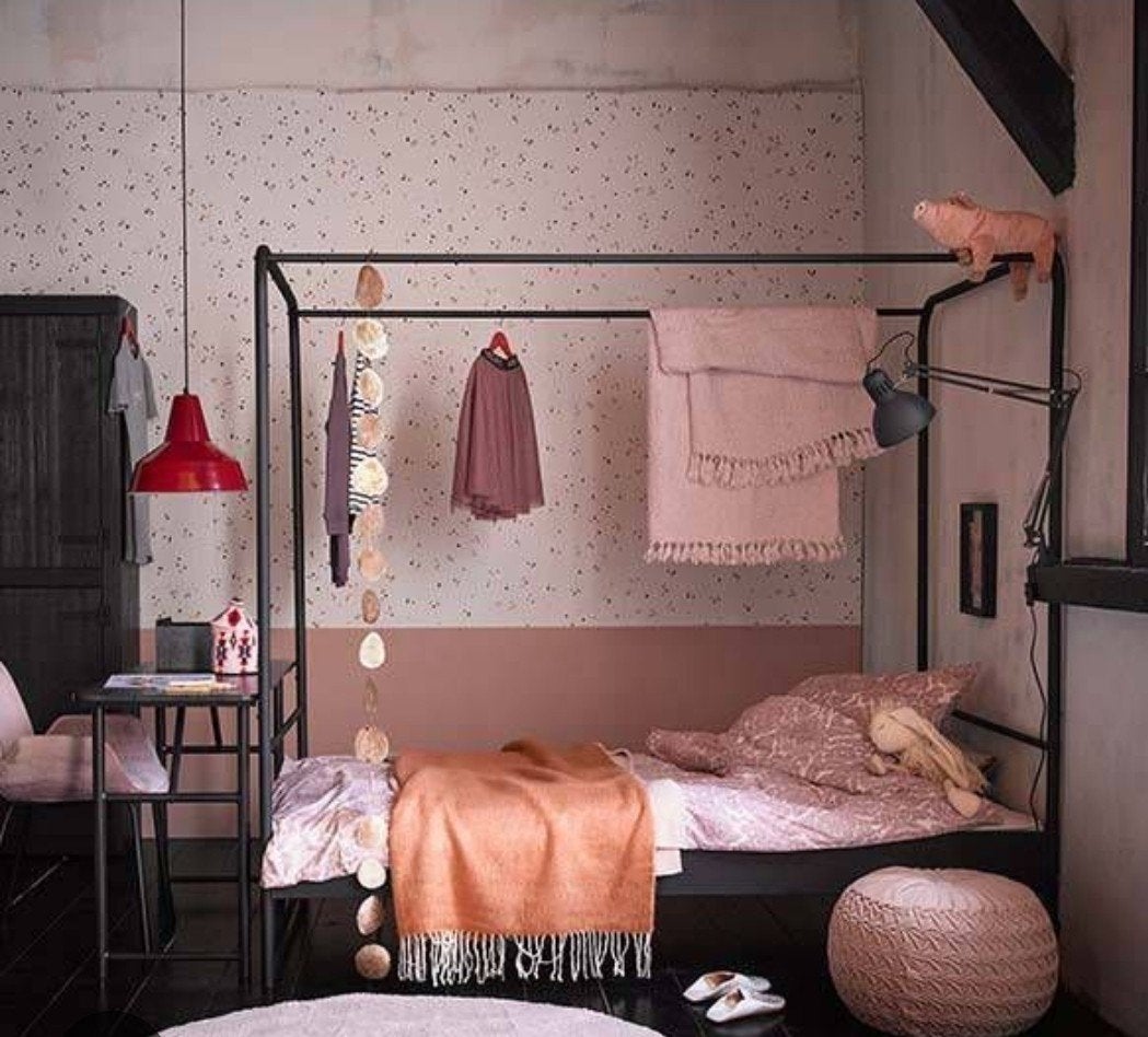 Vt wonen hemelbed bunk, Huis en Inrichting, Slaapkamer | Bedden, Ophalen, Eenpersoons, Zwart, Zo goed als nieuw