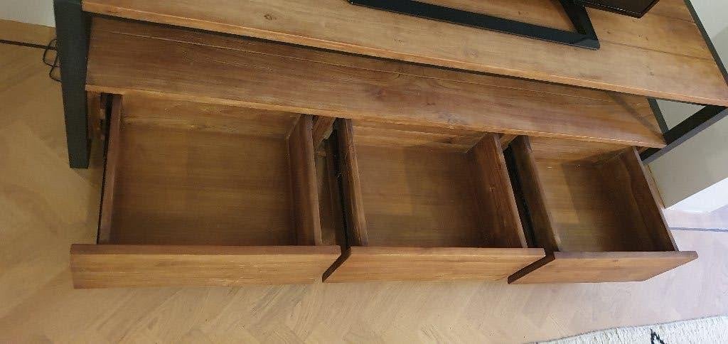 Teakhouten TV meubel d-bodhi fendy, Ophalen, 150 tot 200 cm, Teakhout, Zo goed als nieuw