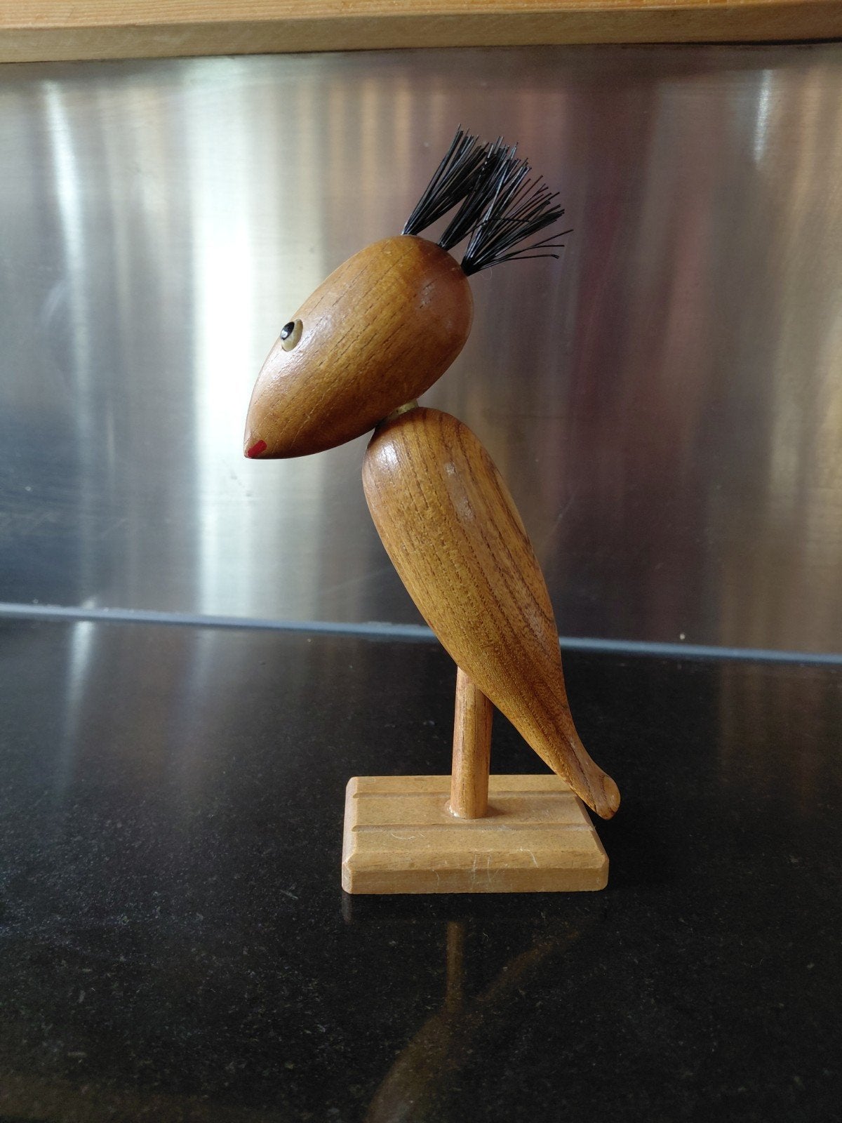 Vintage houten vogel uit de jaren 60, Hans Bølling., Ophalen of Verzenden, Zo goed als nieuw, Vogel, Beeldje of Figuurtje