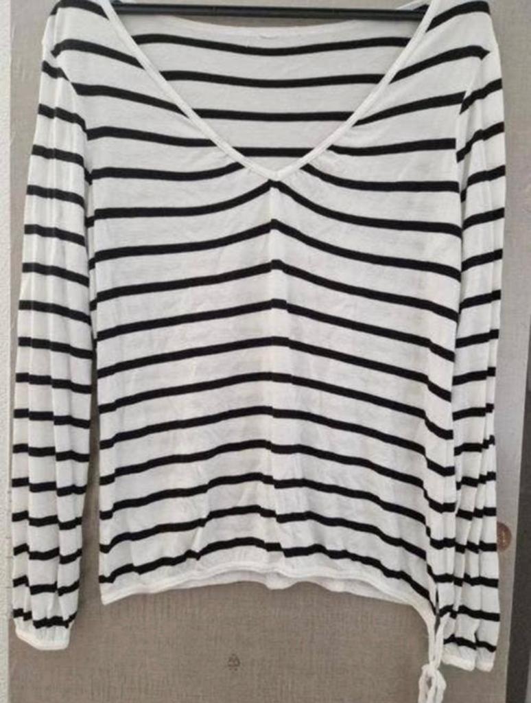 Zomers t-shirt met bretonse streep. Maat L., Wit, Maat 42/44 (L), Ophalen of Verzenden, Zo goed als nieuw
