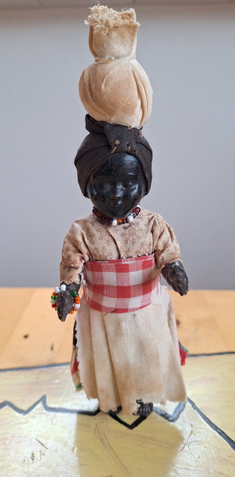 Oud donker popje circa 1950, origineel, Ophalen of Verzenden