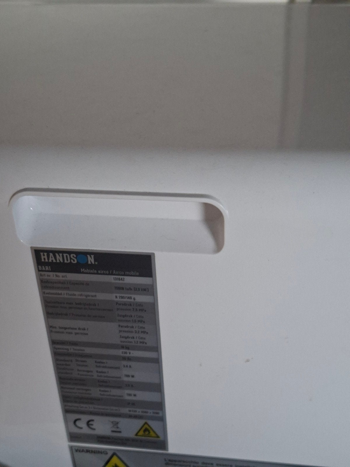 Mobiele airco Hands-on Bari 131643 - Koelen en Ventileren, Witgoed en Apparatuur, Airco's, Ophalen, Gebruikt, Minder dan 60 m³
