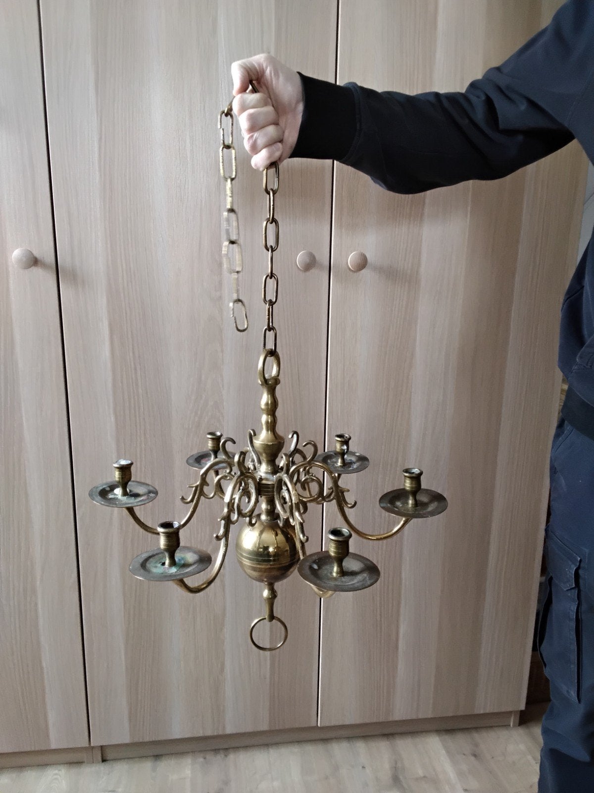 antieke zwaar koperen kaarsenhouder, Huis en Inrichting, Ophalen