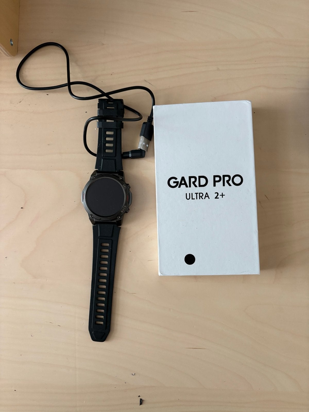 Gard Pro Ultra 2+ Smartwatch met oplader en doos, Sieraden, Tassen en Uiterlijk, Ophalen, Hartslag, Zo goed als nieuw, Zwart