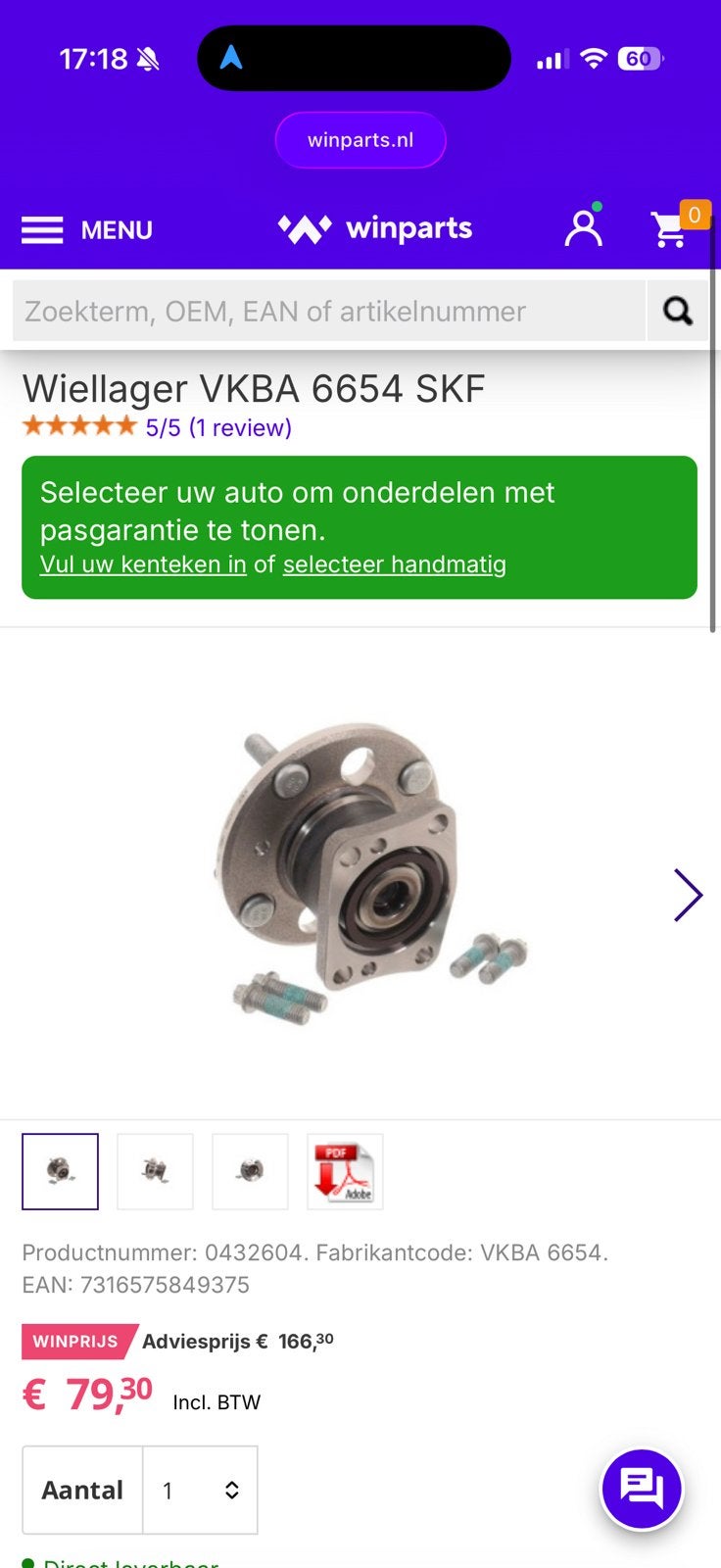 Wiellager Fiesta MK7 achterzijde NIEUW, Ophalen of Verzenden, Nieuw