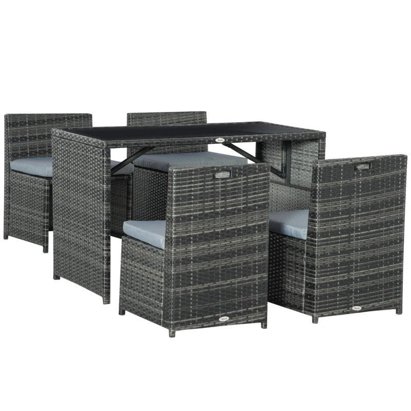 Outsunny 5 stuks Polyrattan tuinmeubelen rotan dining set, Tuin en Terras, Ophalen, Kunststof