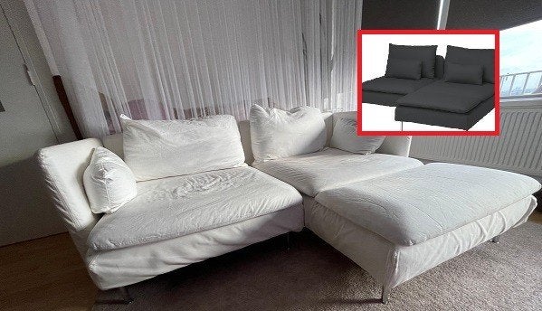 IKEA SÖDERHAMN 2-zitsbank + chaise longue + 2 hoezen, Huis en Inrichting, Banken | Bankstellen, Ophalen, Gebruikt, 150 tot 200 cm