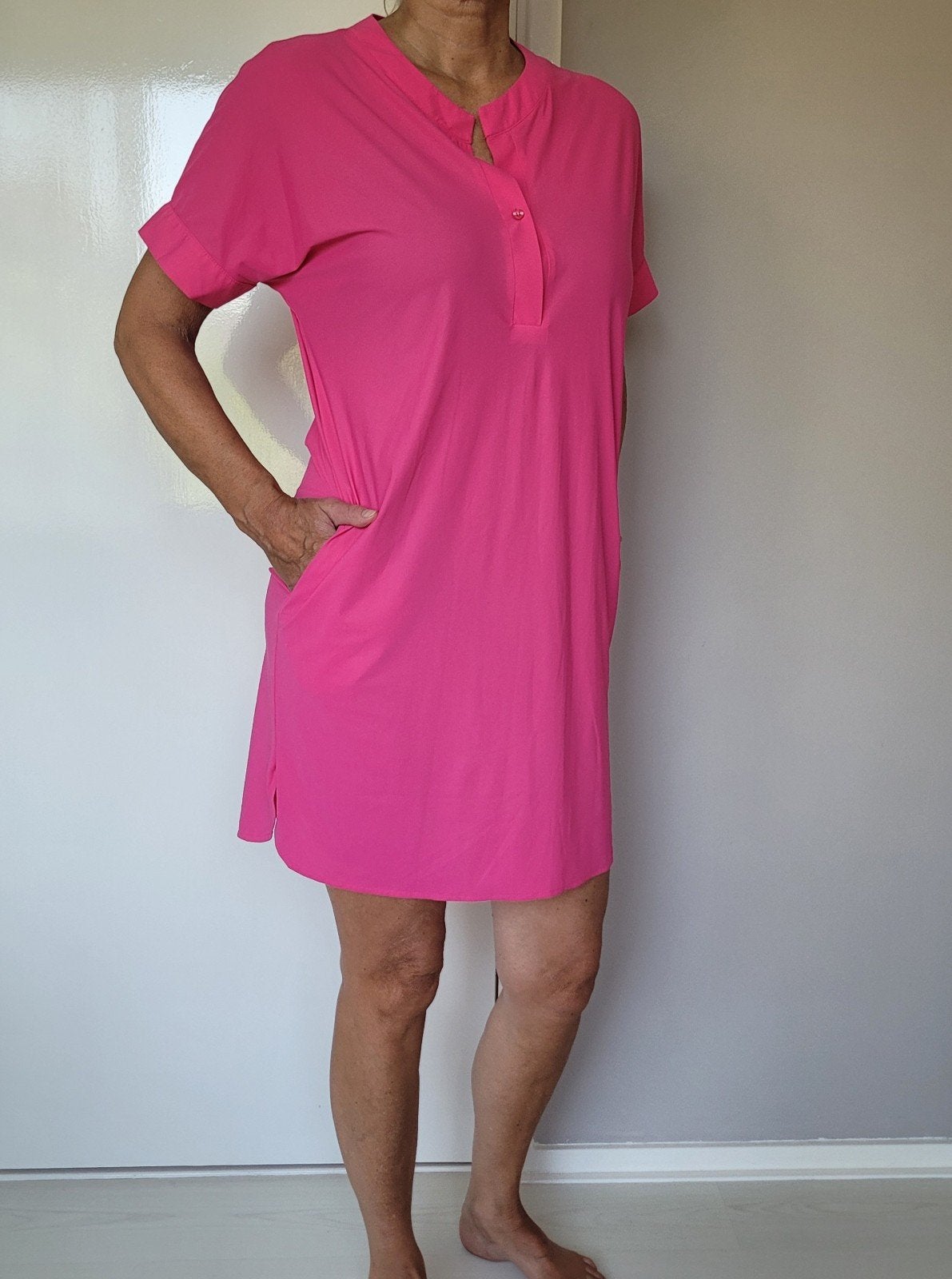 Studio Anneloes zomerjurk M Travelstof Fuchsia roze jurkje, Maat 38/40 (M), Studio Anneloes, Verzenden, Zo goed als nieuw