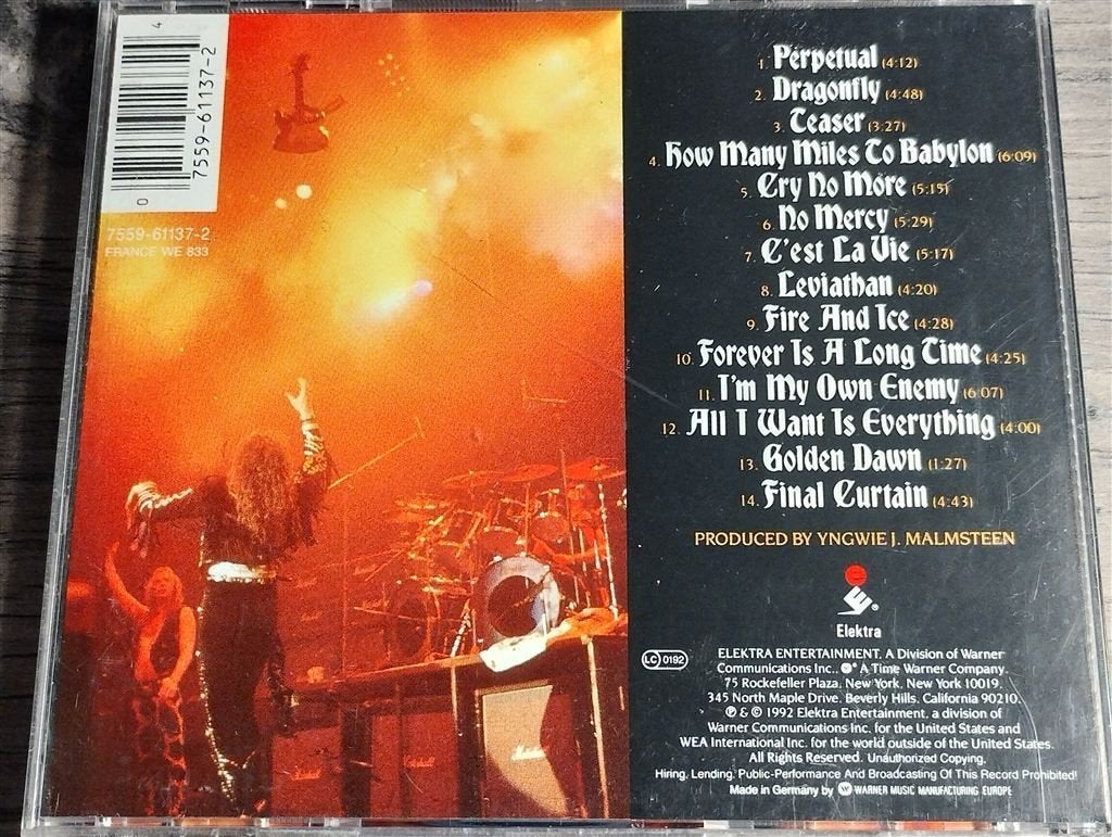 Yngwie Malmsteen - Fire & Ice, Ophalen of Verzenden, Zo goed als nieuw