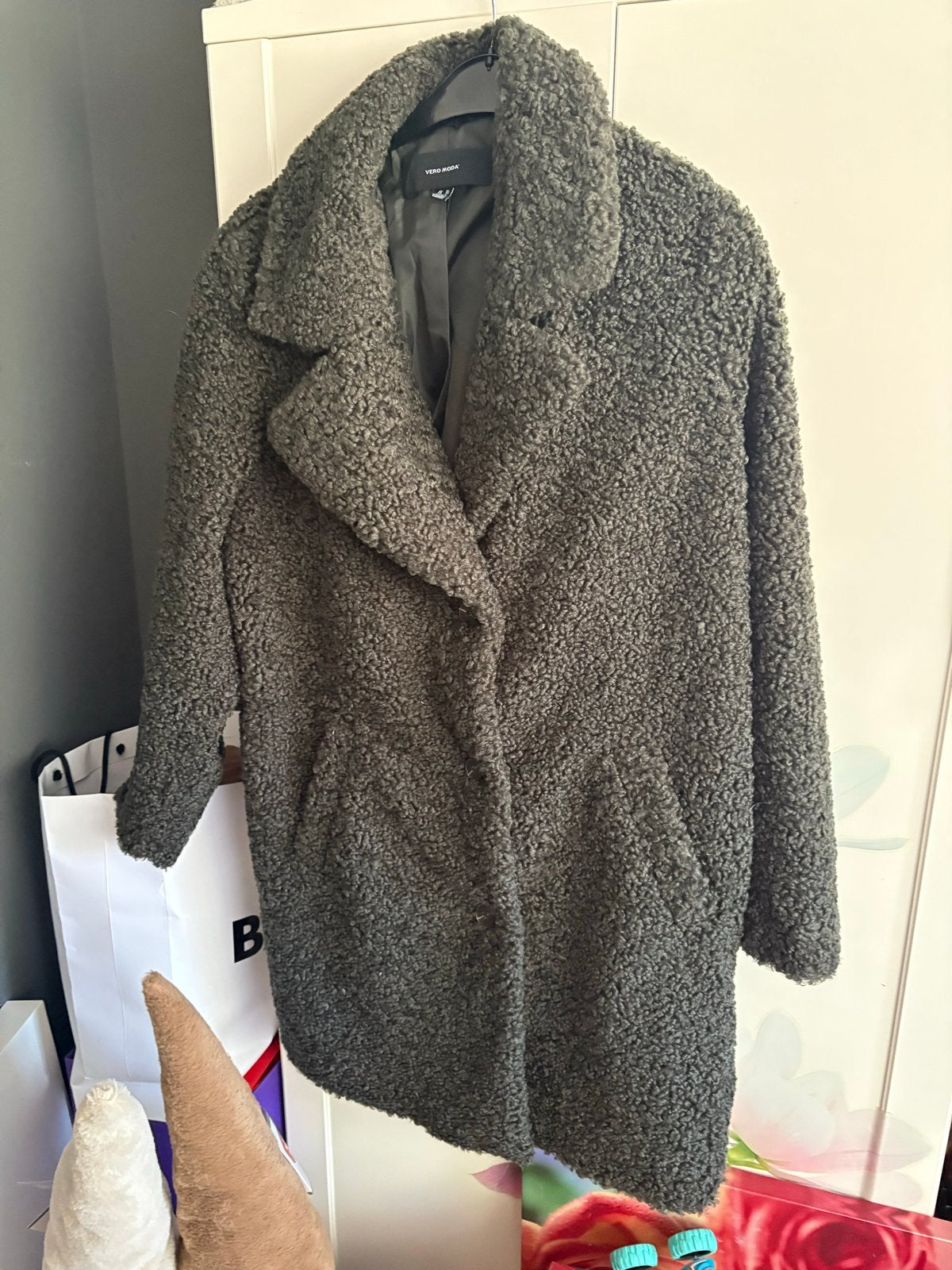 Vero Moda teddy jas XL - antraciet, Ophalen, Zo goed als nieuw, Maat 46/48 (XL) of groter, Overige kleuren