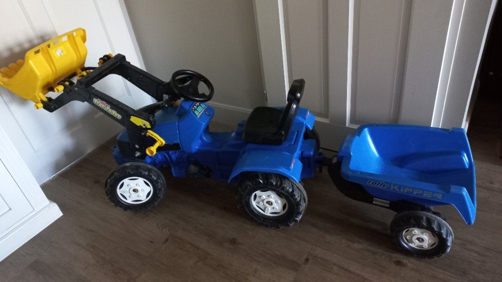Traptractor met kar, Kinderen en Baby's, Speelgoed | Buiten | Voertuigen en Loopfietsen, Ophalen, Gebruikt, Trapvoertuig