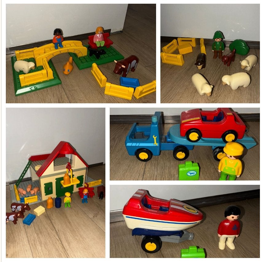 Playmobil 1.2.3 set boerderij, dieren autos, Ophalen of Verzenden, Zo goed als nieuw