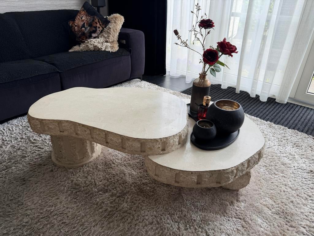 Unieke Fossiele Salontafel - Stijlvol en Tijdloos Design, Overige materialen, 100 tot 150 cm, Zo goed als nieuw, Overige vormen