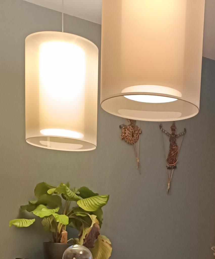 Set van 3 Kloosterman hanglampen - Zo goed als nieuw, Huis en Inrichting, Ophalen, Wit, Rond, Zo goed als nieuw