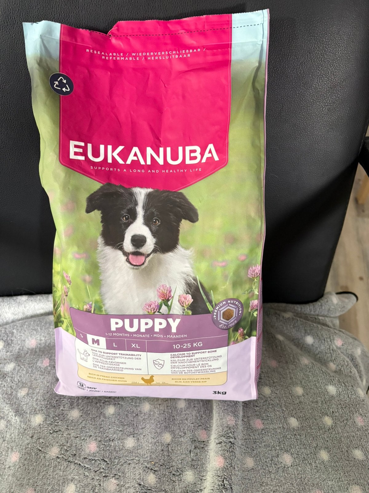 Eukanuba puppy brokjes, Ophalen, Hond