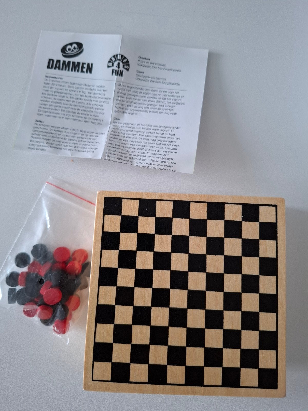 Reisspel dambord met Damstenen, Gebruikt, Een of twee spelers, Reisspel, 4 Fun