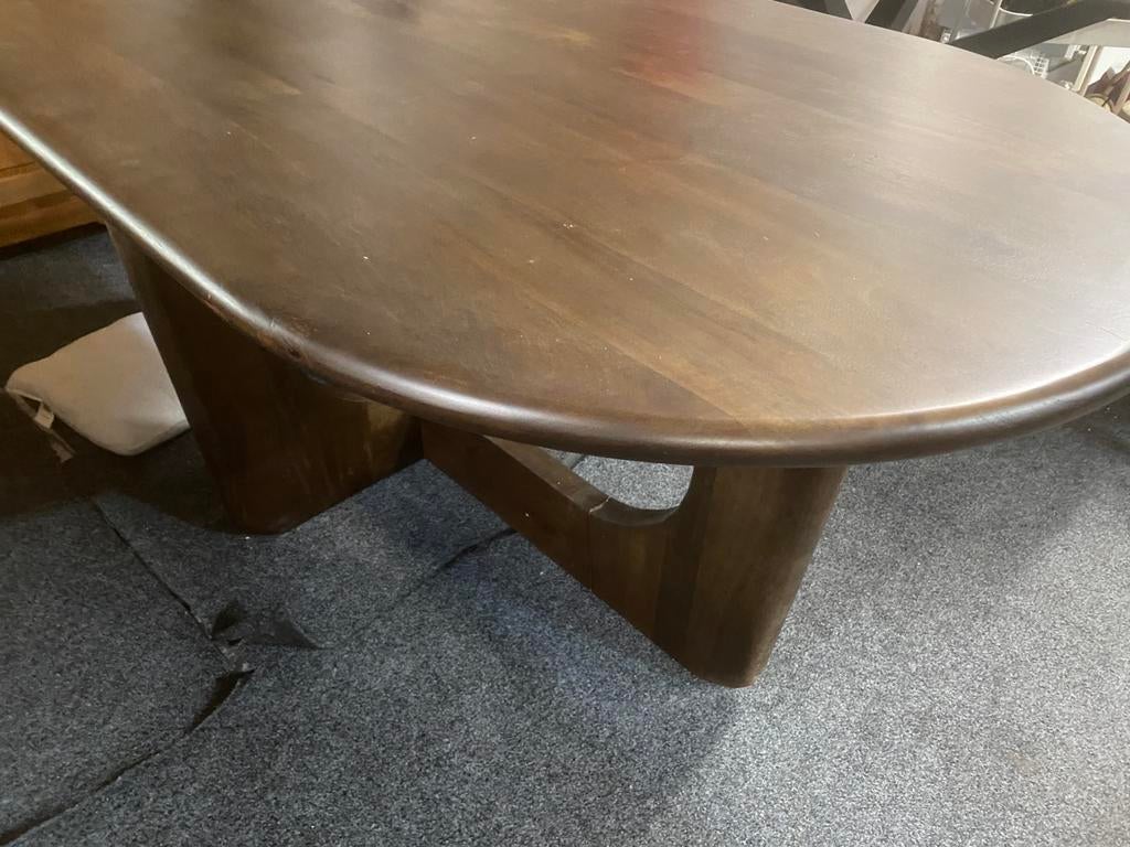Tafel 200x100 japandi massief mangohout in noten kleur, Ophalen, 100 tot 150 cm, Vijf personen of meer, Ovaal