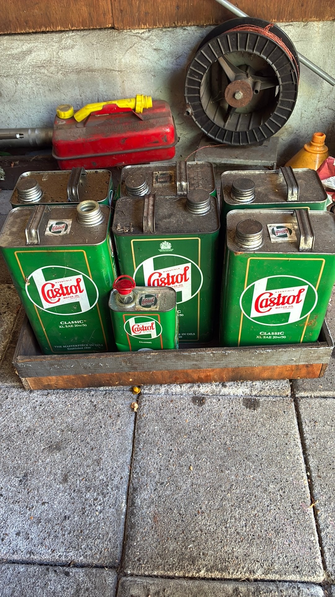 Vintage mancave castrol oude olie blikken, Verzamelen, Ophalen of Verzenden, Gebruikt