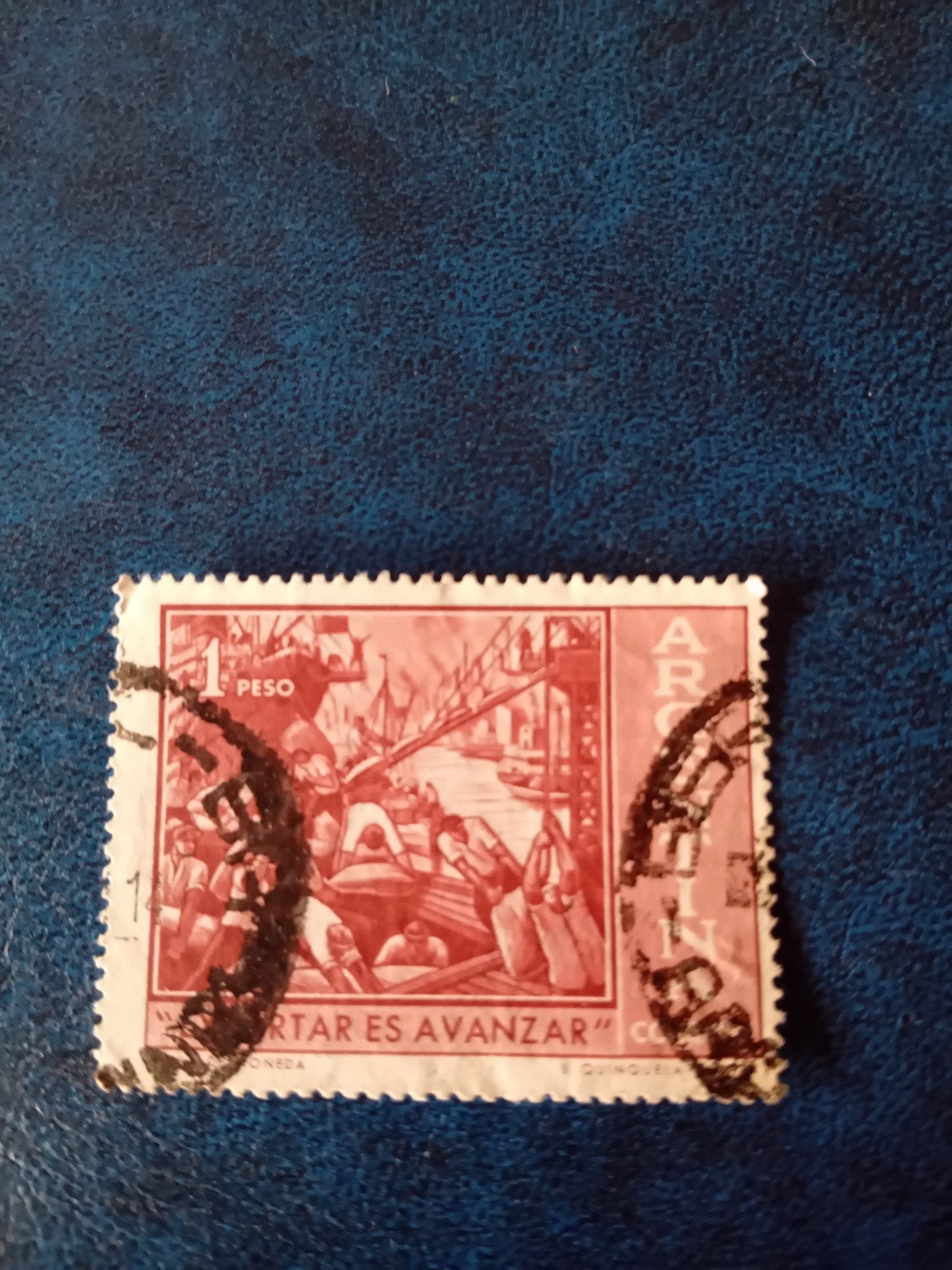 Argentijnse postzegel 1 Peso, gestempeld, jaren '40, Ophalen of Verzenden, Gestempeld