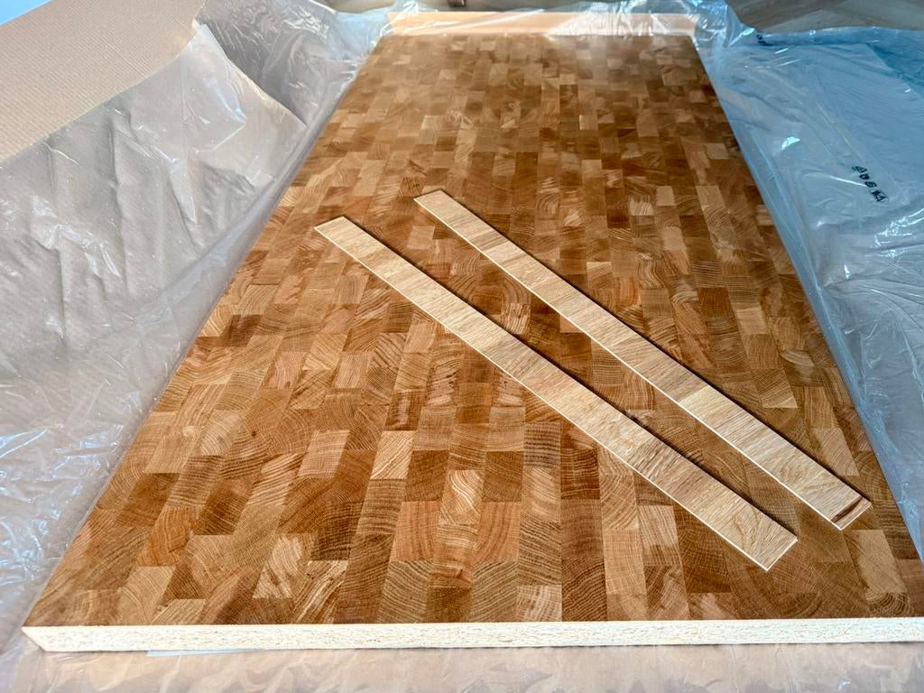 Ikea Skogsa eikenfineer kopshouten keukenblad rest - 128 cm, Ophalen, Overige typen, Hout, Nieuw
