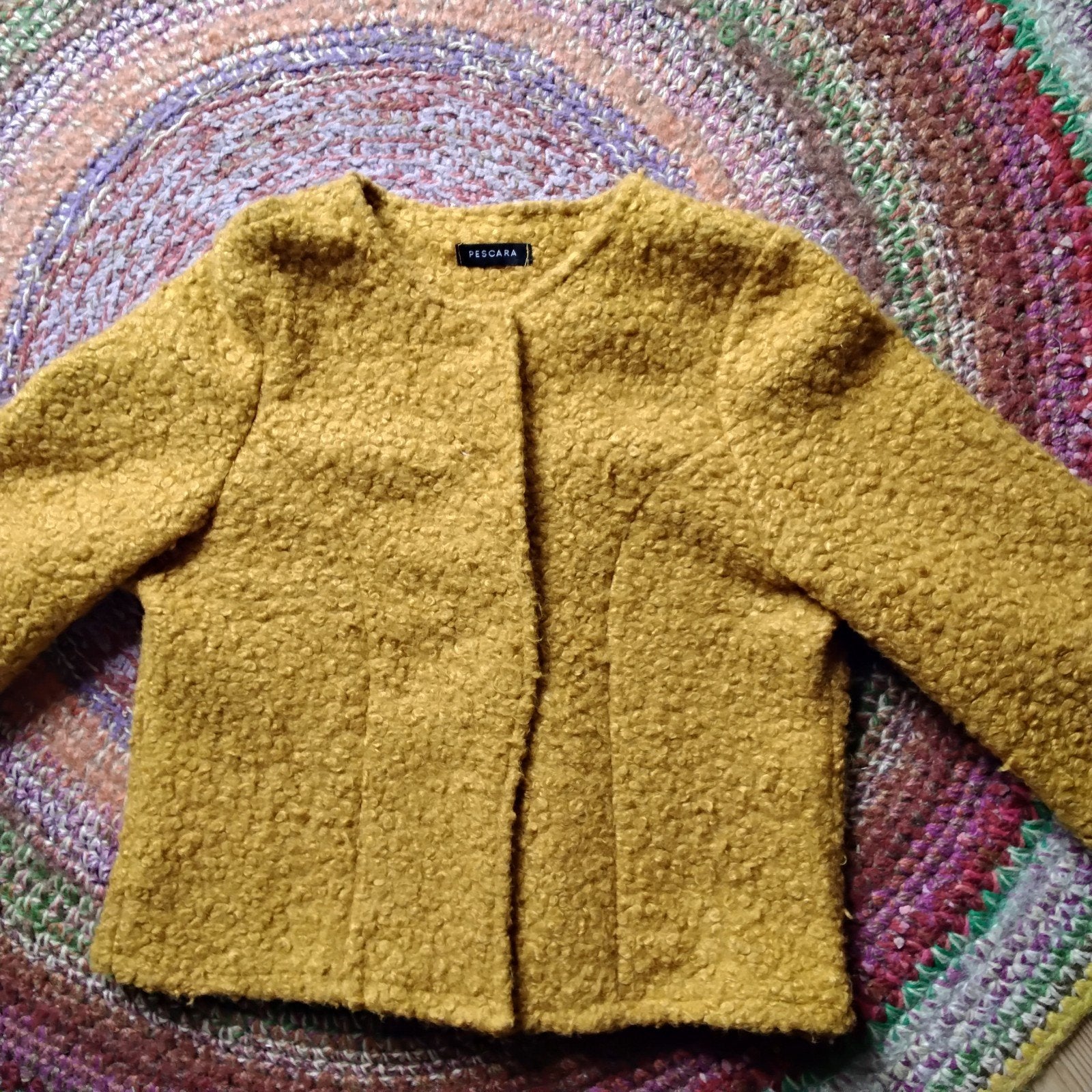 Pescara boucle okergeel jasje maat m, Kleding | Dames, Ophalen of Verzenden, Zo goed als nieuw, Maat 38/40 (M), Geel