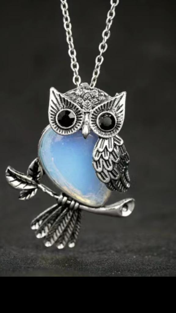 Kettinghanger Uil Tibet zilver met Blauw natuursteen -NIEUW-, Overige materialen, Blauw, Nieuw, Ophalen of Verzenden