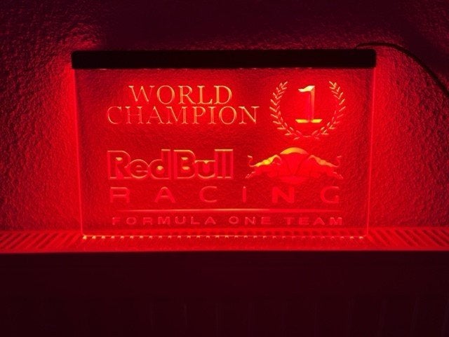 Red bull Formule 1 reclame neon bord lamp mancave *rood*/F1, Ophalen of Verzenden, Nieuw, Lichtbak of (neon) lamp