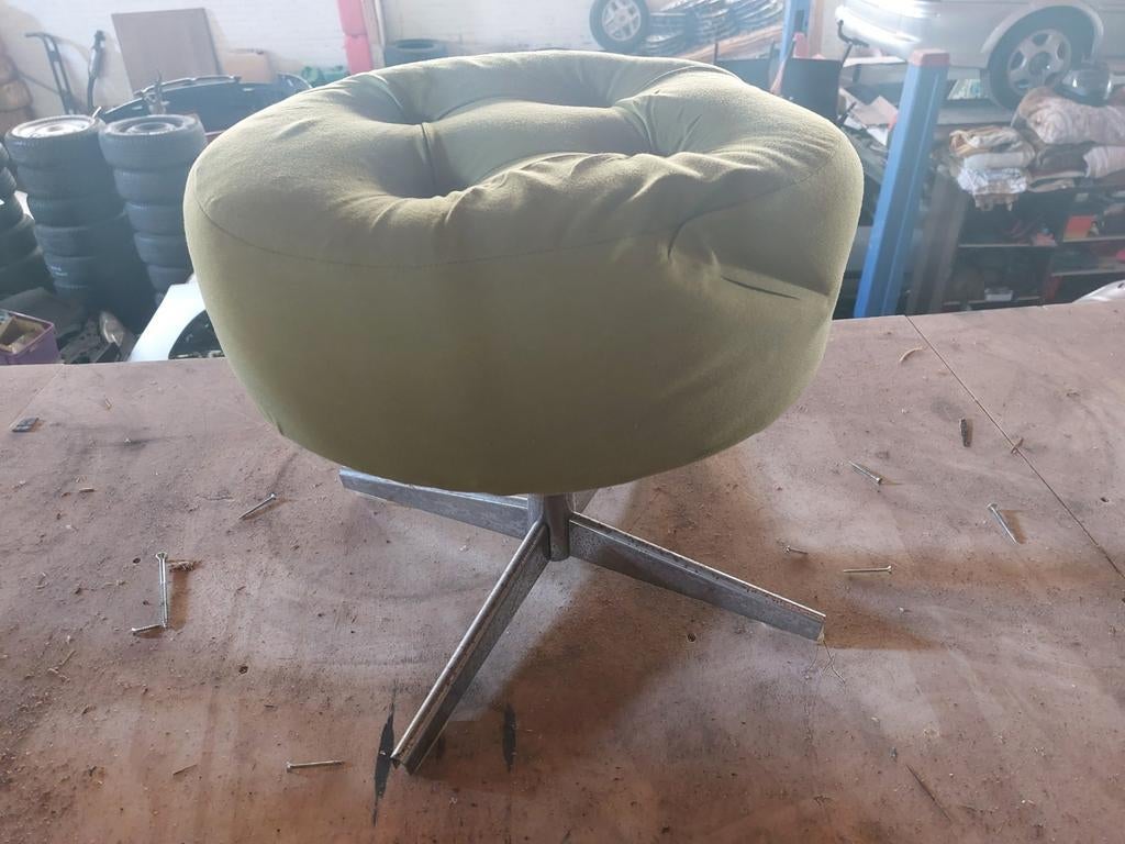 Vintage Groene  Poef/Kruk, Ophalen of Verzenden