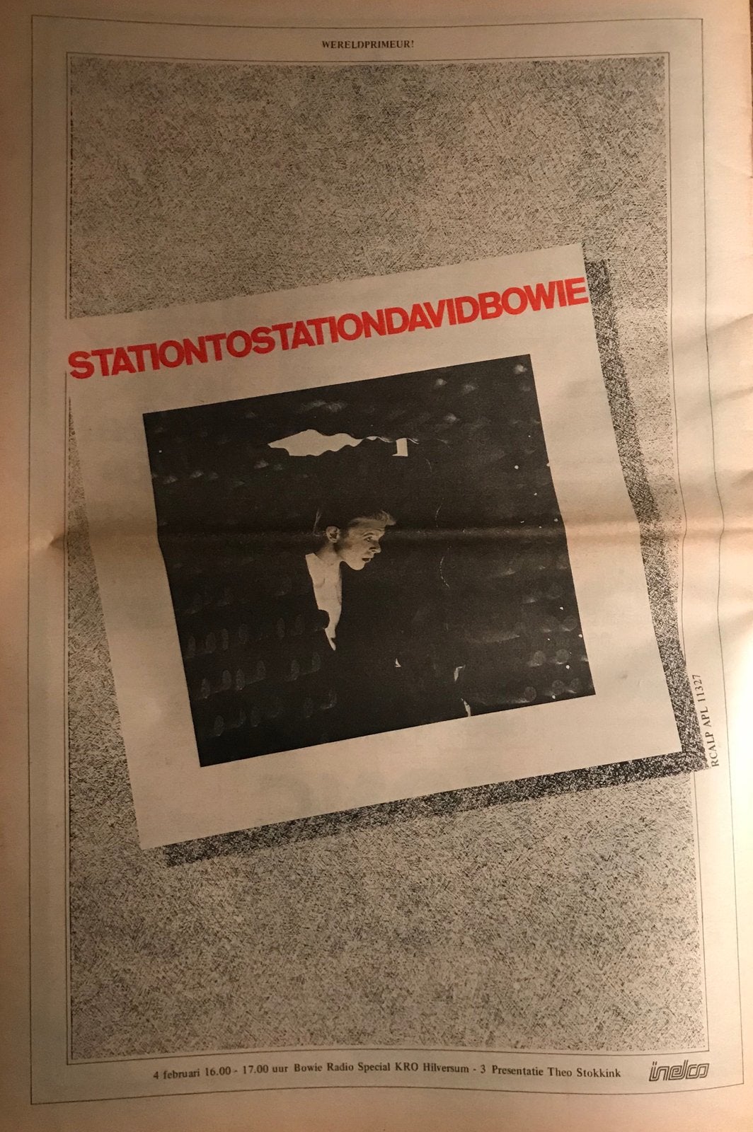 Paginagrote A3 advertentie DAVID BOWIE Station To Station, Ophalen of Verzenden, Gebruikt