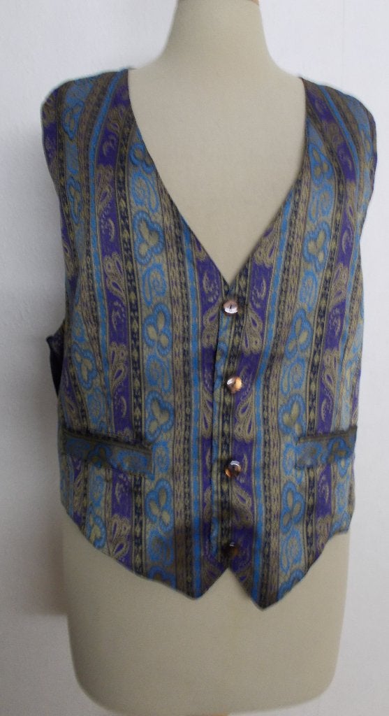 Apart paars/blauw/zwart gilet van Helena Hart! L, Maat 42/44 (L), Zo goed als nieuw, Zonder mouw, Verzenden