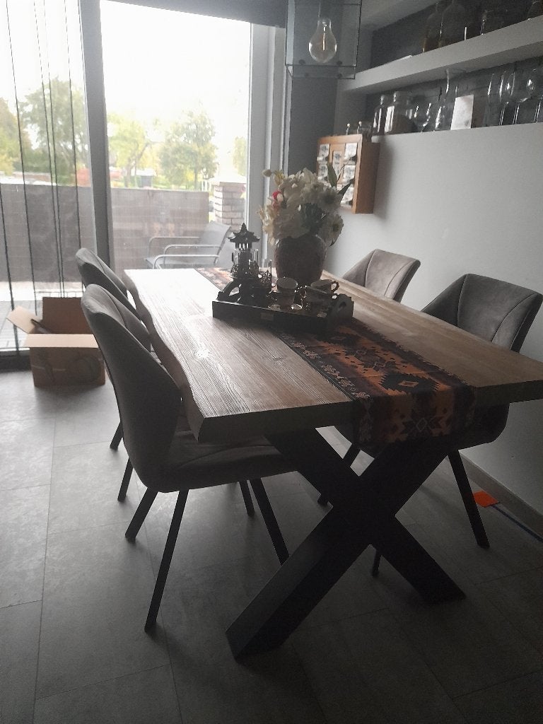 Eethoek met stamboom houten bovenblad, Huis en Inrichting, Ophalen, Hout/Modern, 50 tot 100 cm, Zo goed als nieuw