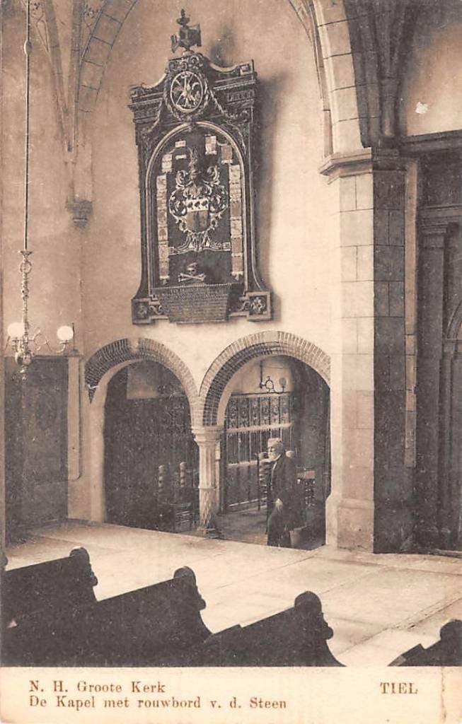 Tiel Grote Kerk Kapel met rouwbord v.d. Steen Betuwe, Ophalen of Verzenden, 1920 tot 1940, Ongelopen, Gelderland