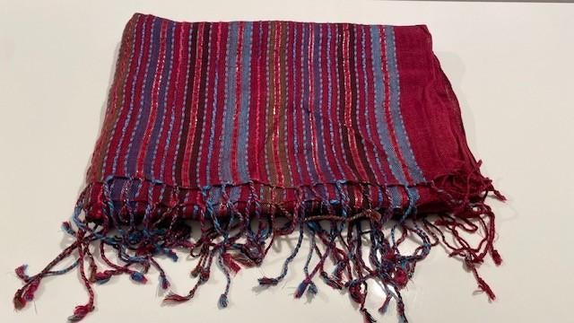 Multicolor sjaal met streepjesprint, Ophalen of Verzenden, Zo goed als nieuw, Maat 46/48 (XL) of groter, Sjaal